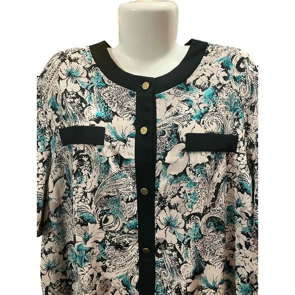 CB Collections Women's Button-Down Stretch Waist Floral Blouse | Size XL VINTAGE - Picture 4 of 9